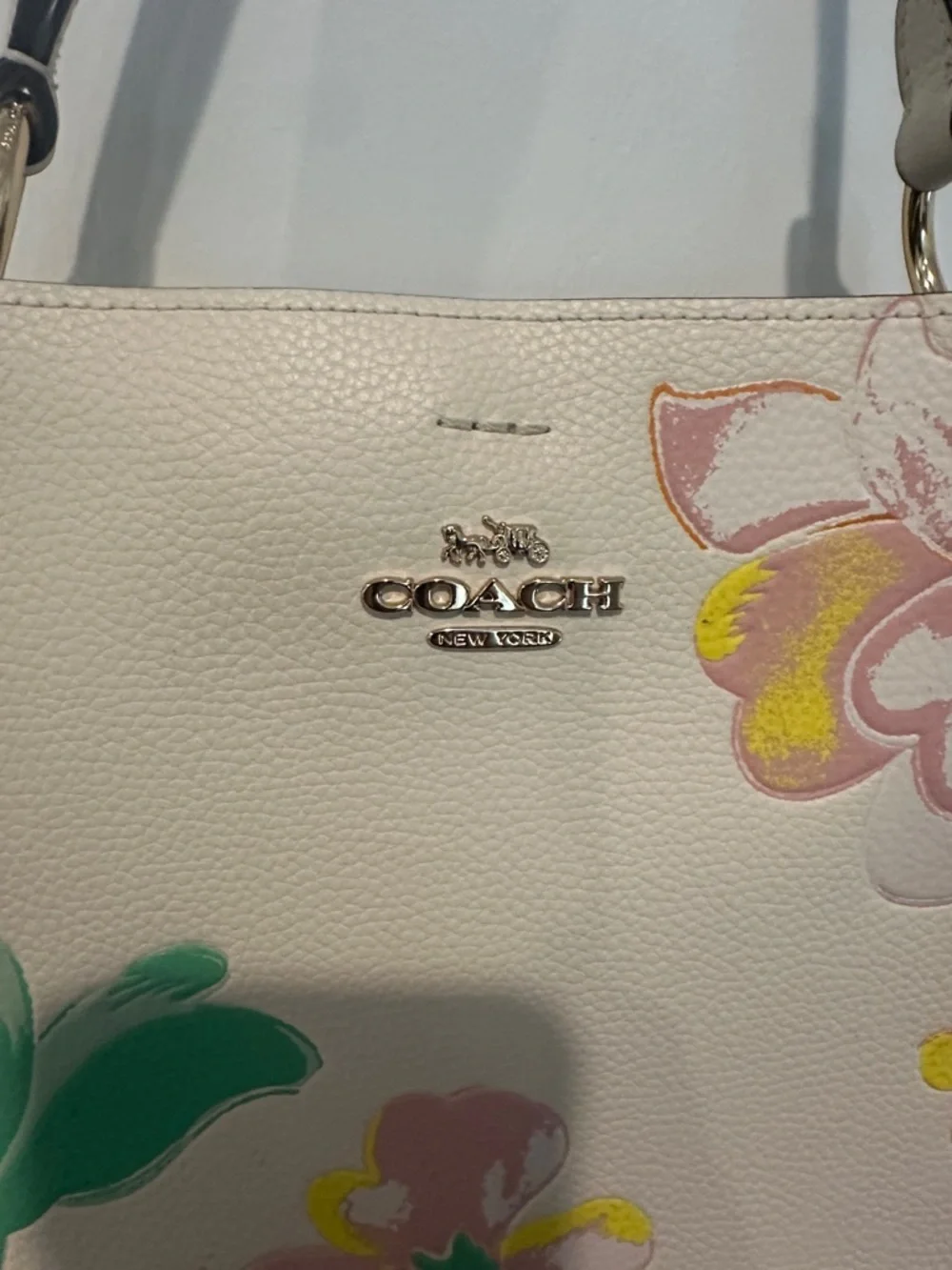 Coach Cream Floral Print Hobo Bag with Pink, Green and Yellow Accents - Picture 2 of 5